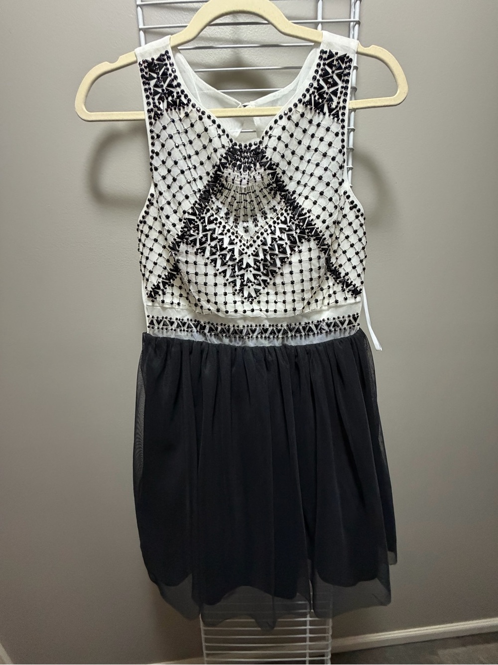 Love Reign Black & White Embroidered Bodice Party Dress